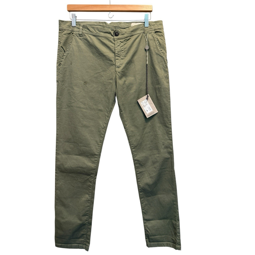 MACCHIA J Trousers Pants Distressed Tapered Leg Flat Front Green Size 30 NWT